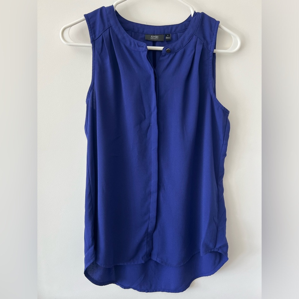 Apt 9 Dark Royal Blue Botton Down Tank Blouse - Small